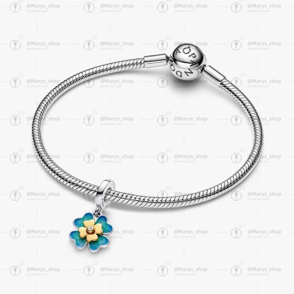 Pandora Spinnable Four Leaf  Diamond Dangle Charm - Picture 3 of 6